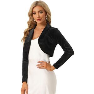 INSPIRE CHIC -  Women's Long Sleeve Lapel Collar Velv Black